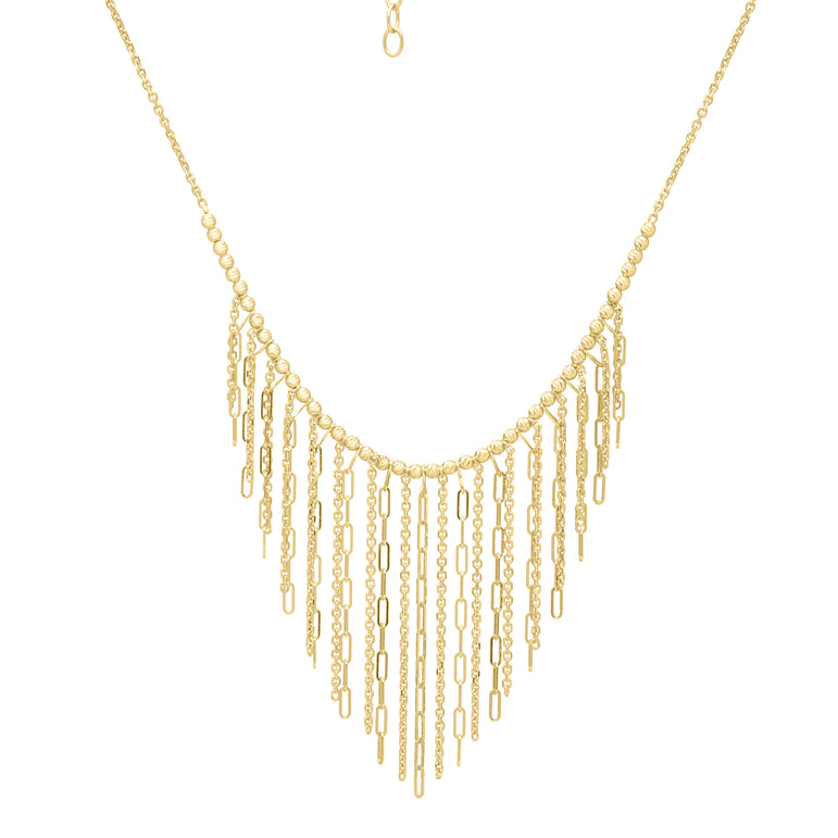 14K Fringe Necklace-Yellow | Lobster