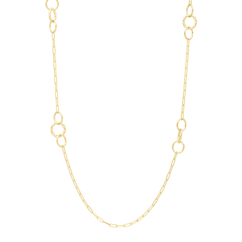 14K Twisted Link Paperclip Necklace-Yellow | Lobster