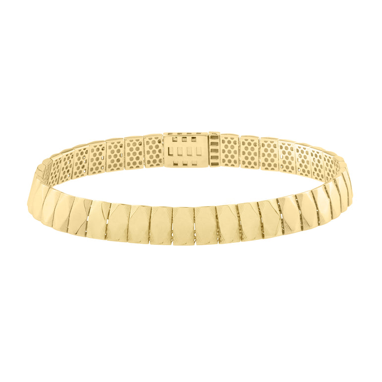 14K Diamond-Shaped Tile Length Bracelet-Yellow | Box