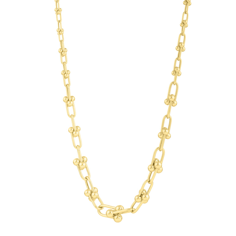 14K Graduated Jax Link Necklace-Yellow | Lobster