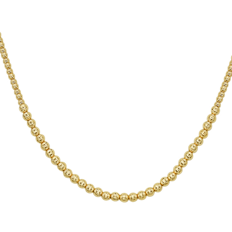14K Graduated Bead Necklace-Yellow | Lobster