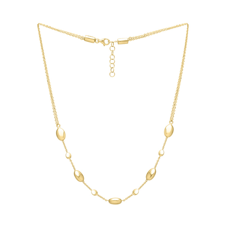 14K Adjustable Puff Pebble Bracelet/Anklet-Yellow | Lobster