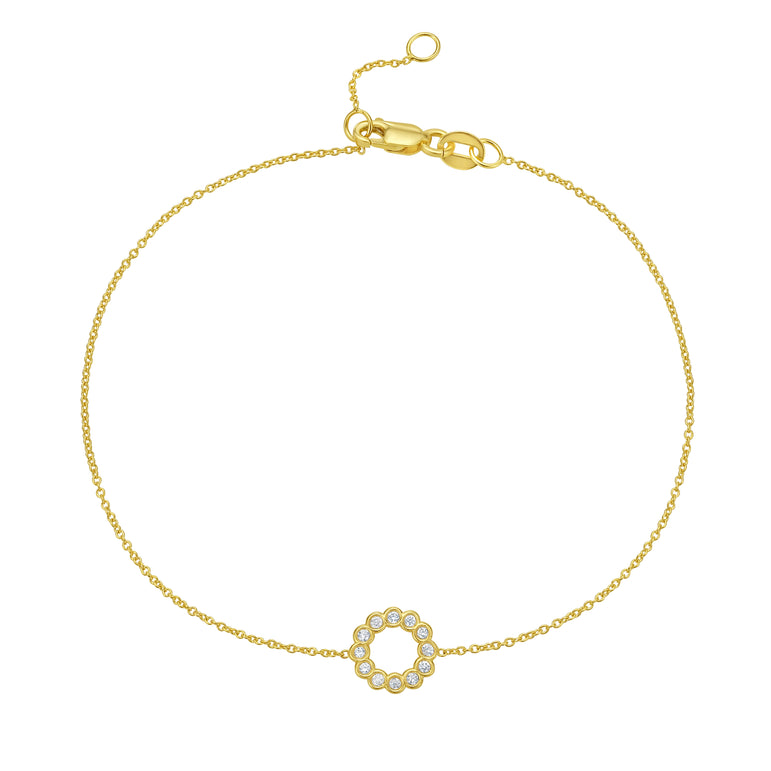 14K Petite Diamond Circle Bracelet-Yellow | Lobster