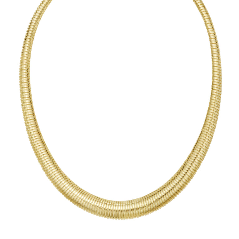 14K Graduated Tubogas Necklace-Yellow | Box with 1-Side Push