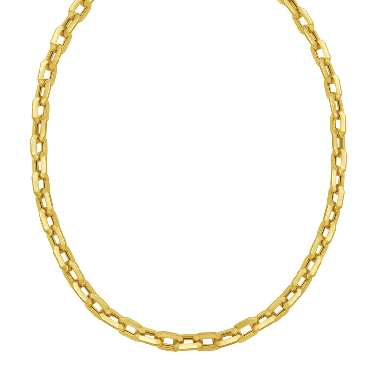 14K Faceted Octagonal Link Chain-Yellow | Lobster