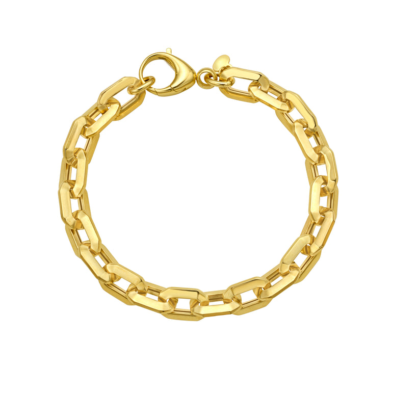 14K Faceted Octagonal Link Chain-Yellow | Lobster