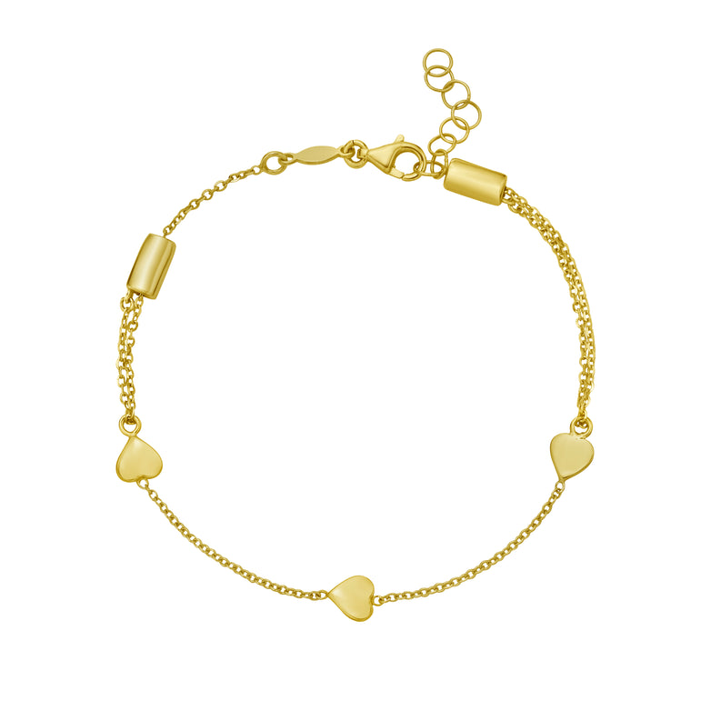 14K Adjustable Heart Link Bracelet-Yellow | Lobster