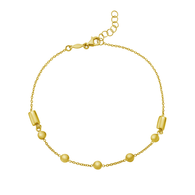 14K Adjustable Bead Link Bracelet-Yellow | Lobster