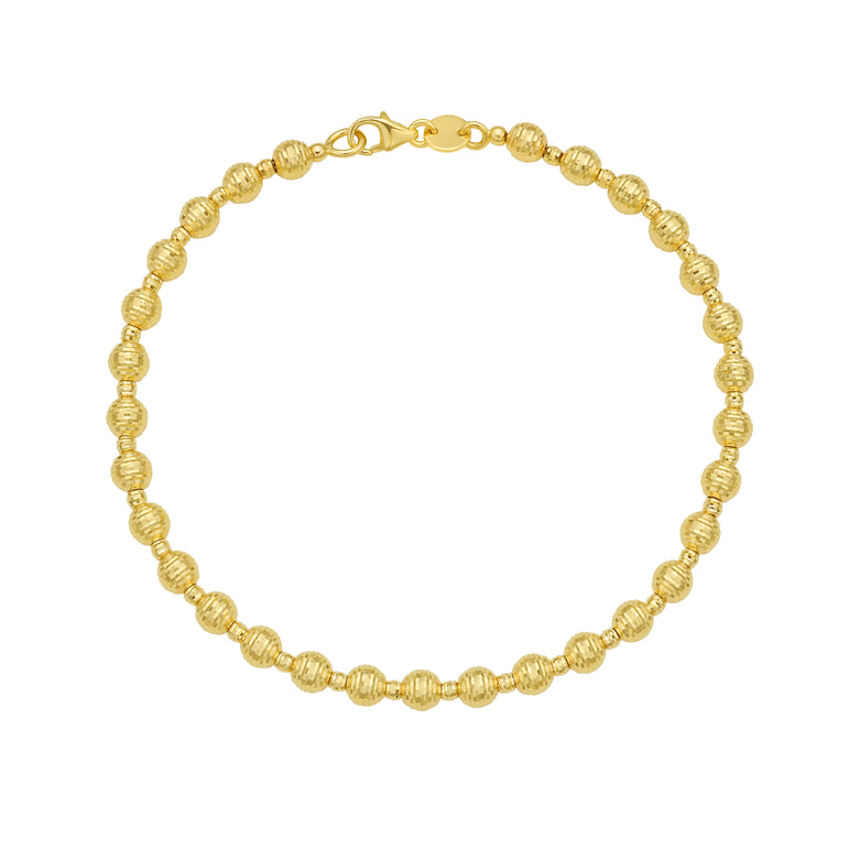 14K Disco DC Bead Bracelet-Yellow | Lobster