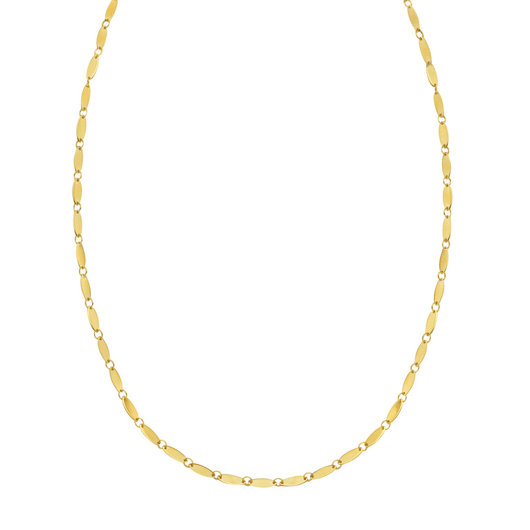 14K Flat Pebble Necklace-Yellow | Lobster