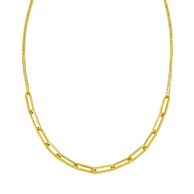 14K Adjustable Paperclip Necklace-Yellow | Lobster