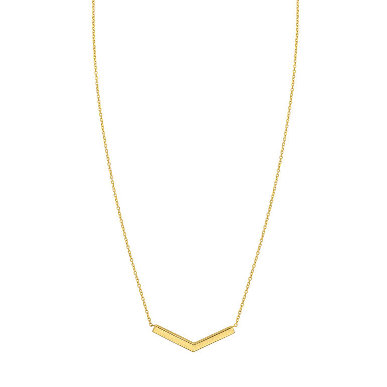 14K Chevron Necklace-Yellow | Spring Ring