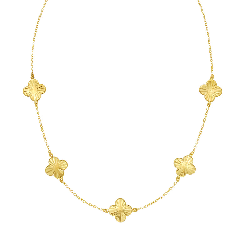 14K Golden Clover Necklace-Yellow | Spring Ring
