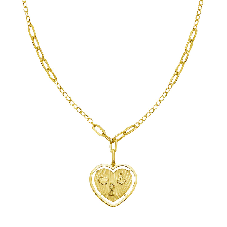 14K Lucky Forever Heart Necklace-Yellow | Spring Ring