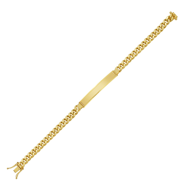14K Gold 6mm Lite Cuban ID Bracelet-Yellow | Lobster