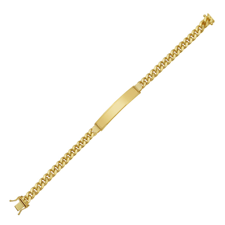 14K Gold 6.6mm Lite Cuban ID Bracelet-Yellow | Lobster