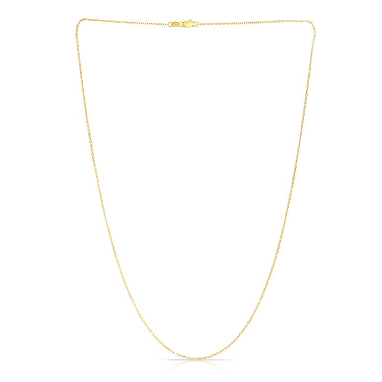 14K Gold 0.87mm Diamond Cut Cable Chain-Yellow | Lobster