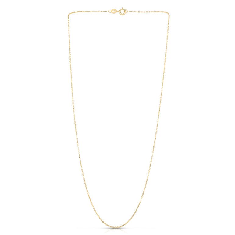 14K Gold 1.1mm Diamond Cut Cable Chain -Yellow | Spring Ring