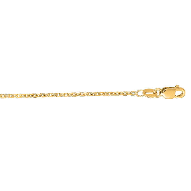 14K Gold 1.5mm Diamond Cut Cable Chain -Yellow | Lobster