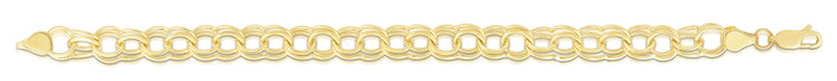 14K Gold 8mm Large Double Link Charm Bracelet-Yellow | Lobster