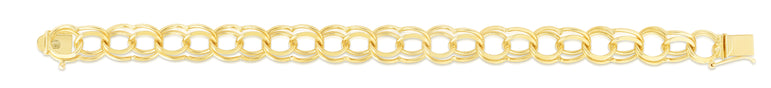 14K Gold 10mm Large Double Link Charm Bracelet-Yellow | Lobster