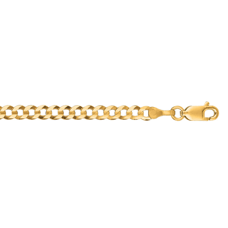 14K Gold 3.6mm Comfort Curb Chain -Yellow | Lobster