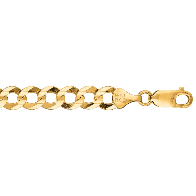 14K Gold 7mm Comfort Curb Chain -Yellow | Lobster