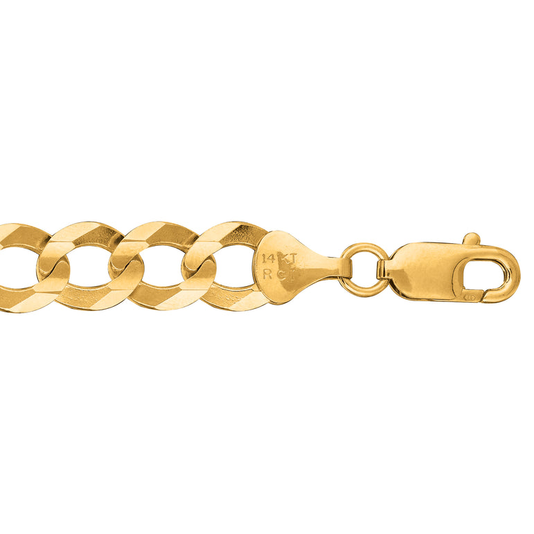 14K Gold 10mm Comfort Curb Chain -Yellow | Lobster