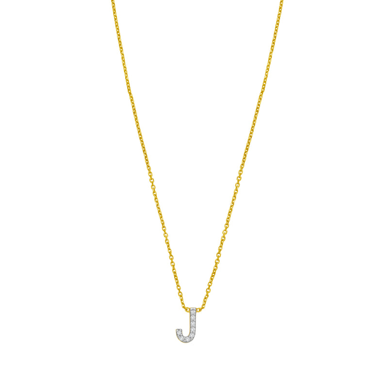 14K Mini Diamond J Initial-Yellow | Spring Ring
