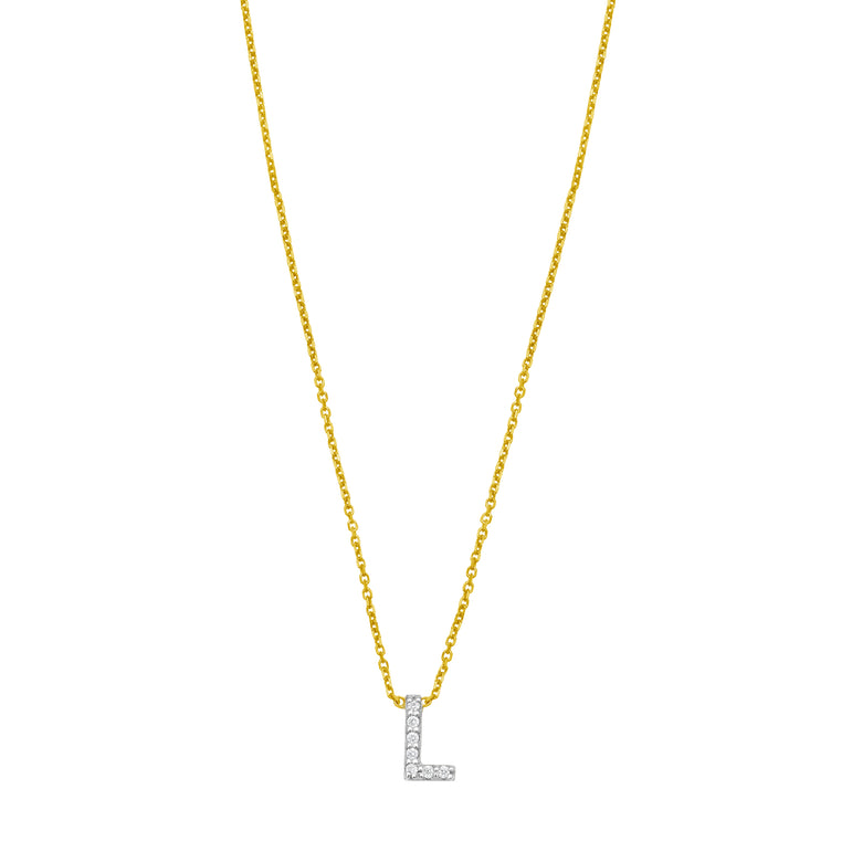 14K Mini Diamond L Initial-Yellow | Spring Ring