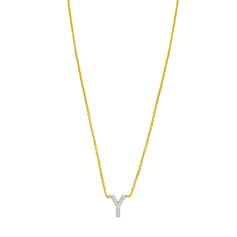 14K Mini Diamond Y Initial-Yellow | Spring Ring