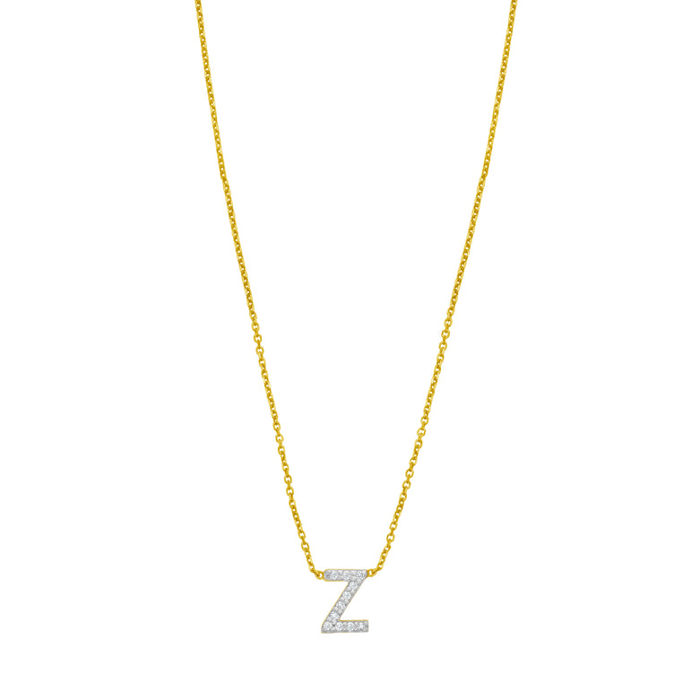 14K Mini Diamond Z Initial-Yellow | Spring Ring