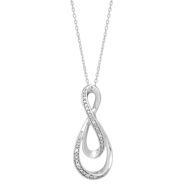 Silver Diamond Accent .03ct Infinity Necklace -White | Lobster