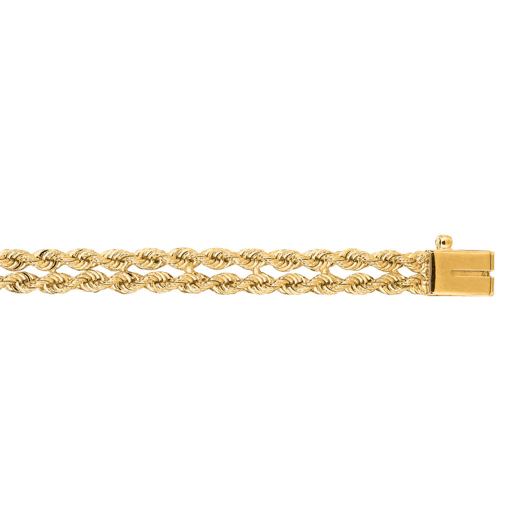 14K Gold 4.8mm Multi-Row Rope Chain Bracelet-Yellow | Box with Figure 8