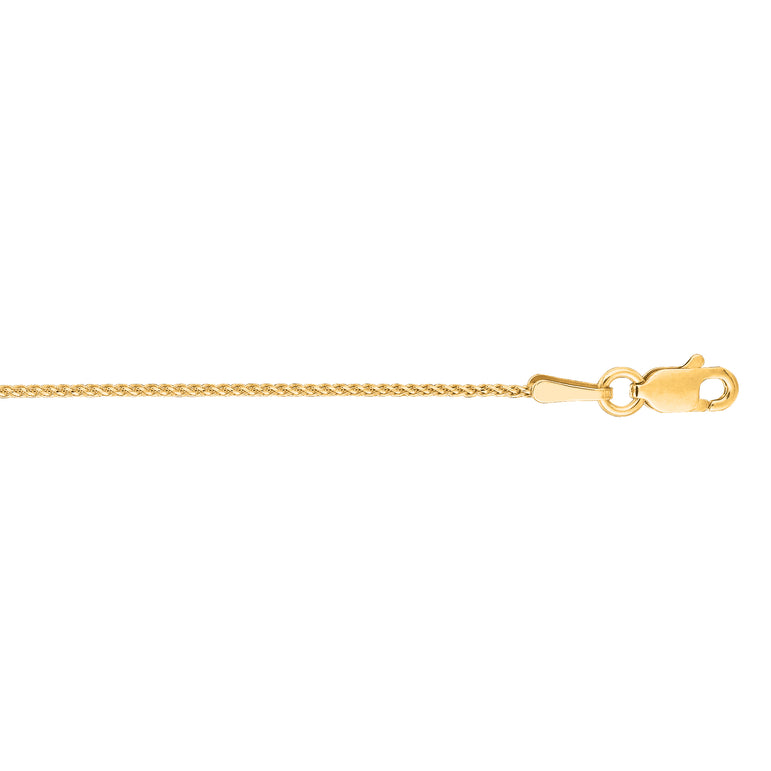 14K Gold 1mm Diamond Cut Round Wheat Chain -Yellow | Lobster