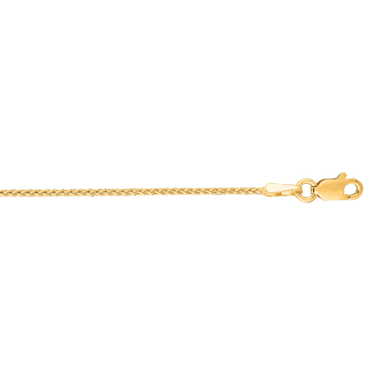 14K Gold 1.1mm Diamond Cut Round Wheat Chain -Yellow | Lobster