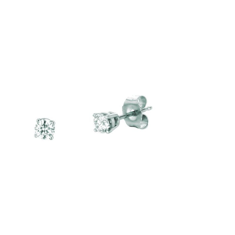 14K Gold .25ct I-J/I1 Round Diamond Stud Earring-White | Push Back