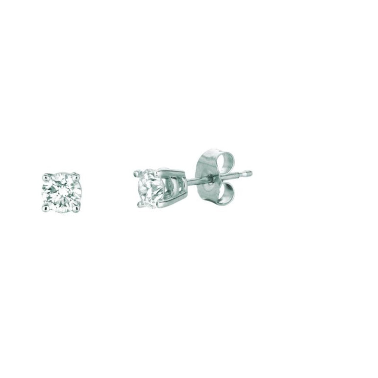 14K Gold .50ct I-J/I1 Round Diamond Stud Earring-White | Push Back