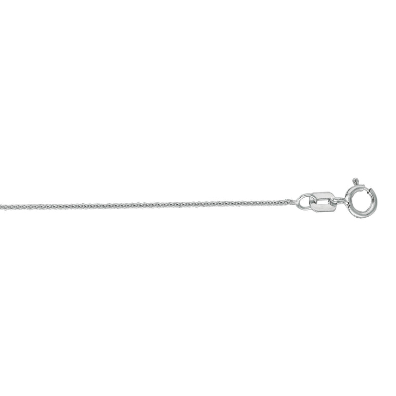 14K Gold .6mm Diamond Cut Round Wheat Chain -White | Lobster