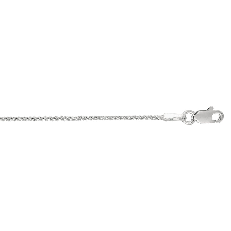 14K Gold 1.1mm Diamond Cut Round Wheat Chain -White | Lobster