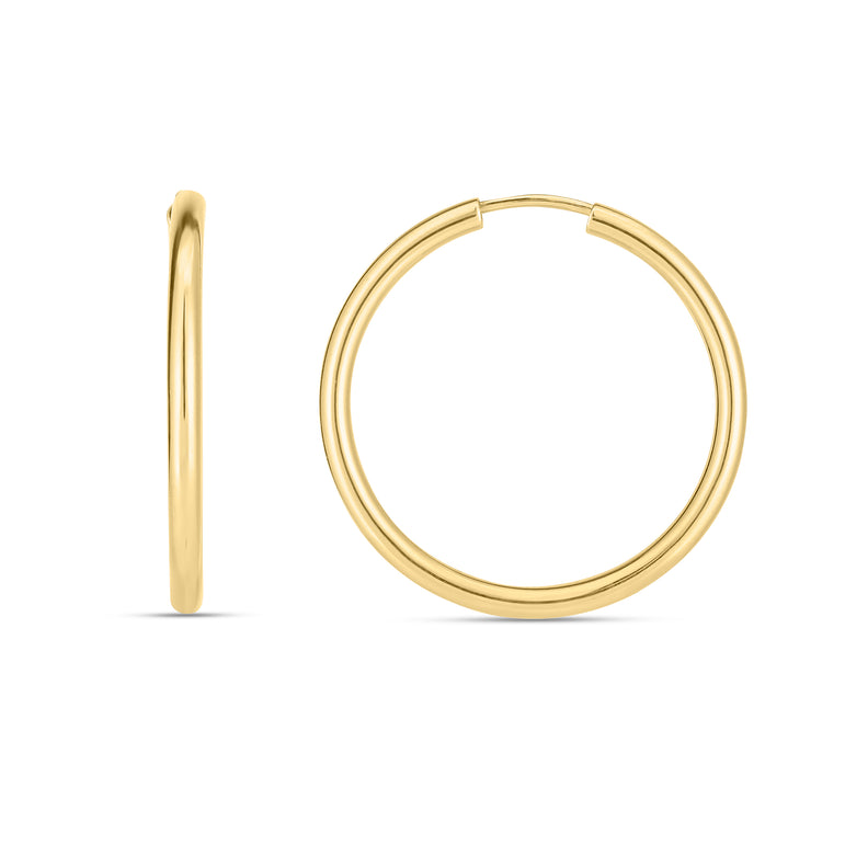 14K Round Hoop Earring-Yellow | Endless