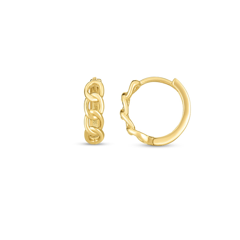 14K Curb Huggie Hoop-Yellow | Snap