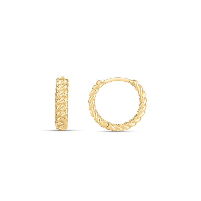 14K Braided Huggie Hoops-Yellow | Snap