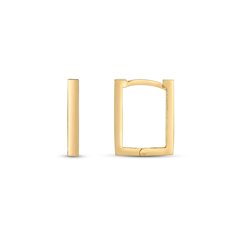 14K Rectangle Huggie Hoops-Yellow | Snap