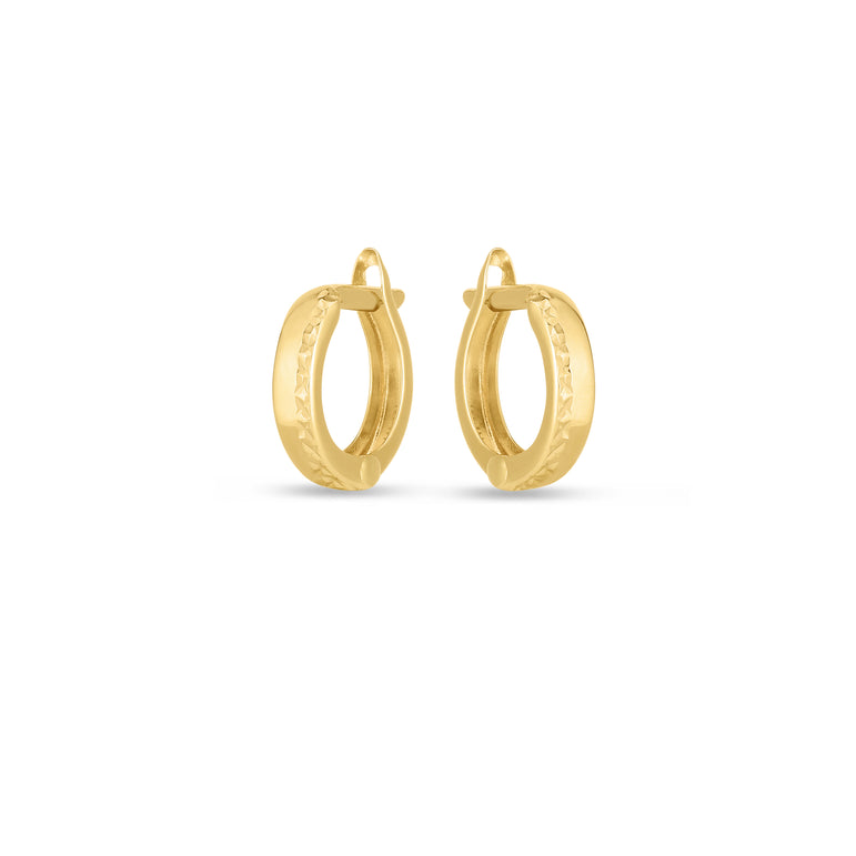14K Textured Huggie Hoops-Yellow | Snap