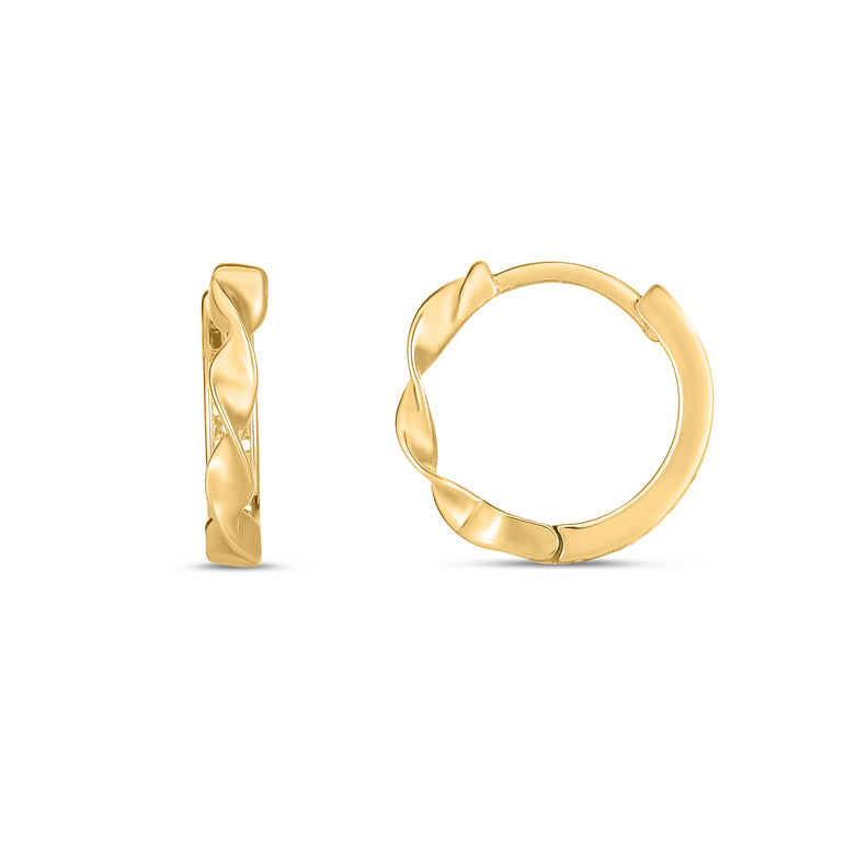 14K Twist Huggie Hoops-Yellow | Snap