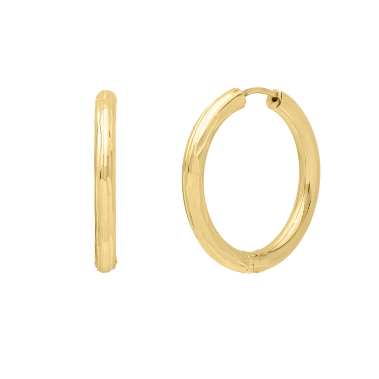 14K Endless Engraved Round Hoops -Yellow | Endless