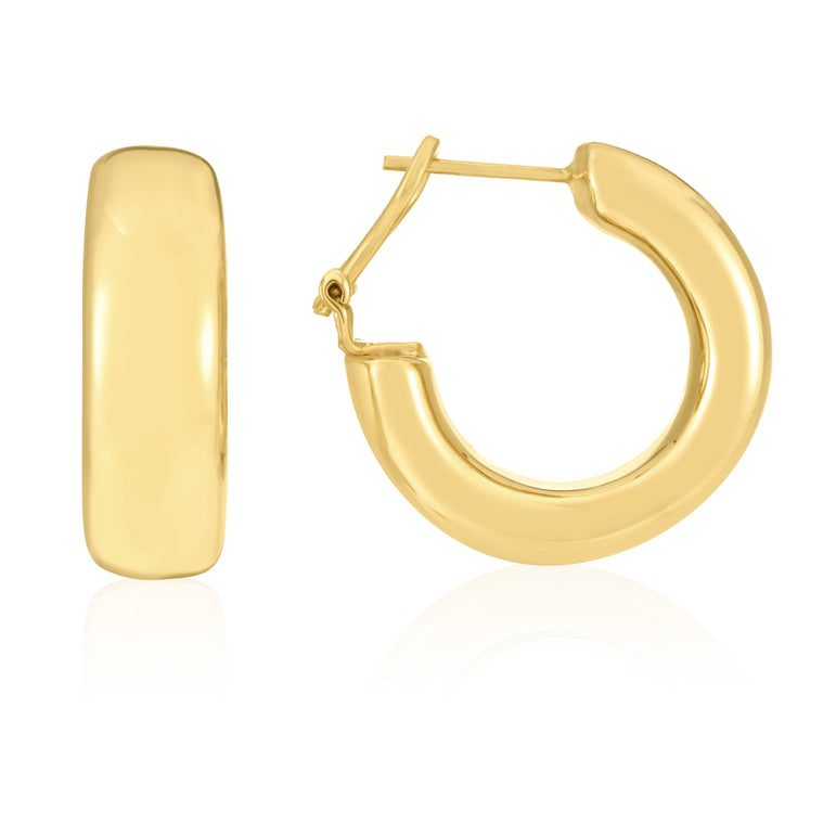 14K Gold Large Omega C-Hoops-Yellow | Omega Back