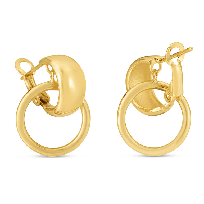 14K Gold Interlocking Omega Hoops-Yellow | Omega Back