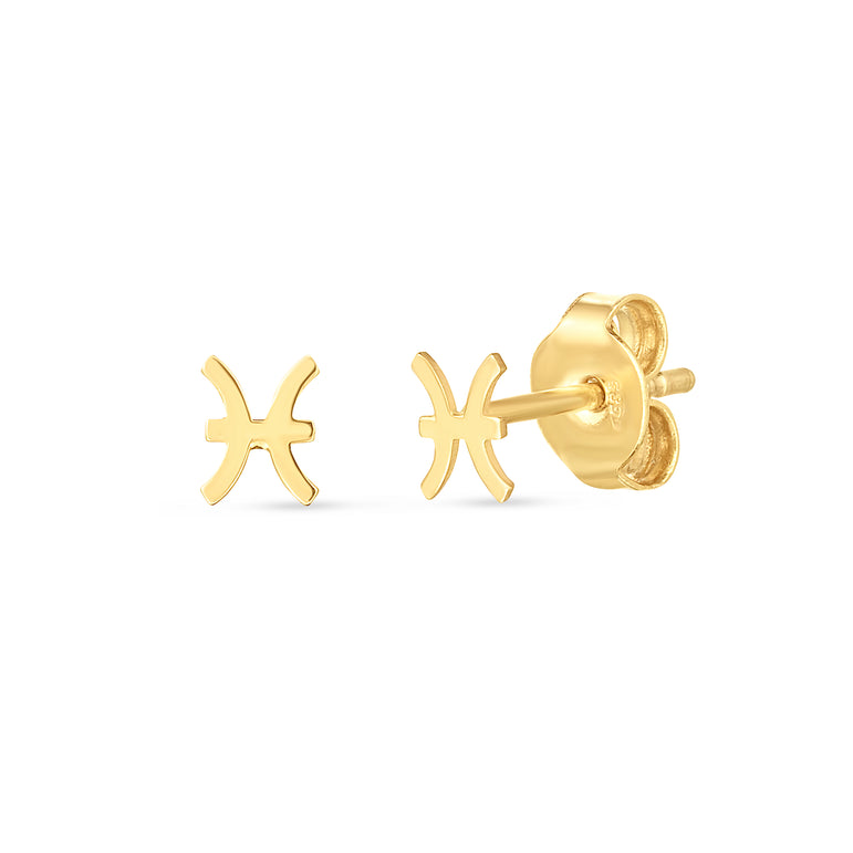 14K Pisces Studs-Yellow | Push Back